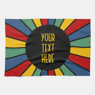 RAYS BUTTON I + your Photo, Text, Monogram Kitchen Towel