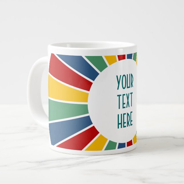 RAYS BUTTON I + your Photo, Text, Monogram Large Coffee Mug (Front Left)
