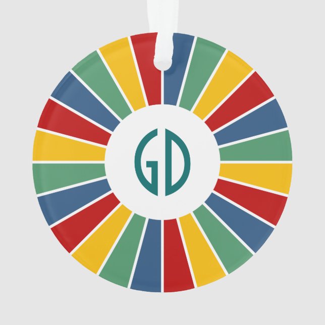 RAYS BUTTON I + your Photo, Text, Monogram Ornament (Back)