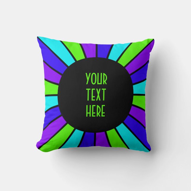RAYS BUTTON VII + your Photo, Text, Monogram Throw Pillow (Front)