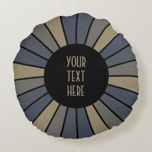 RAYS BUTTON XII + your Photo, Text, Monogram Round Pillow