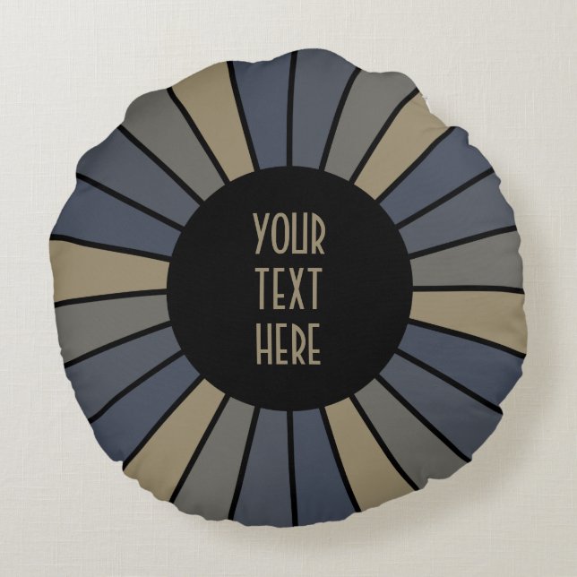 RAYS BUTTON XII + your Photo, Text, Monogram Round Pillow (Back)