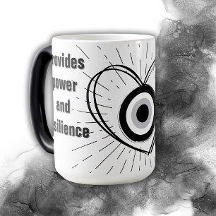 Rays, Heart , Black Evil Eye protection monogram Magic Mug