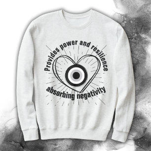 Rays, Heart , Black Evil Eye protection monogram Sweatshirt