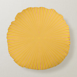 Rays in Yellow Red and Pink Round Pillow