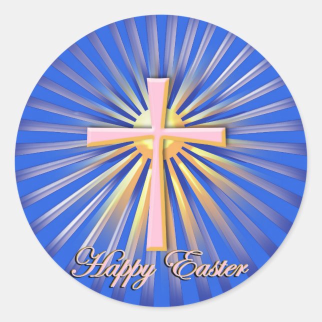 Rays of Light from the Religious Cross   Classic Round Sticker (Front)