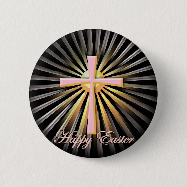 Rays of Light from the Religious Cross (On Black) 2 Inch Round Button (Front)