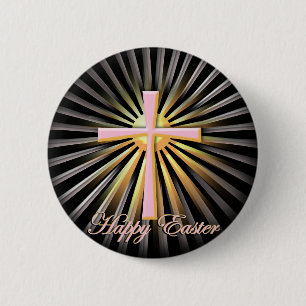 Rays of Light from the Religious Cross (On Black) 2 Inch Round Button