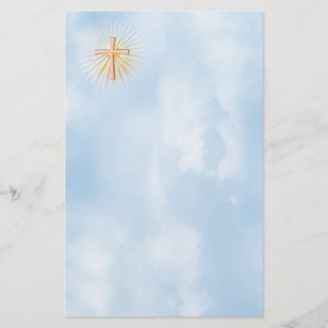 Rays of Light from the Religious Cross (W/Clouds) Stationery (Front)
