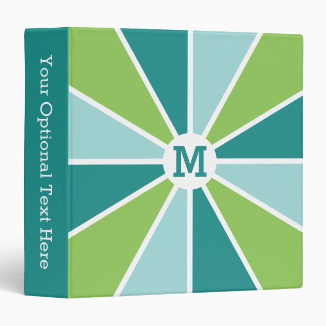 Rays Pattern custom monogram & text binders (Front/Spine)