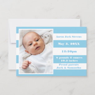 Rayure Bleue et Blanche - Faire-part de naissance