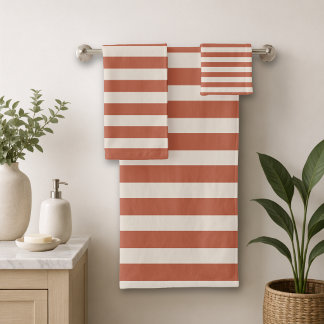 Rayure cabane Boho terre cuite orange et sable