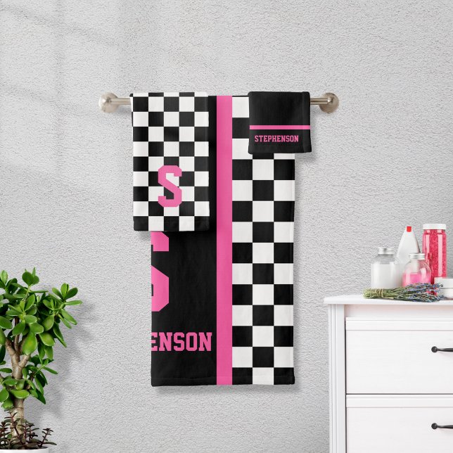 Rayure de course à carreaux rose et noir (Créateur téléchargé)