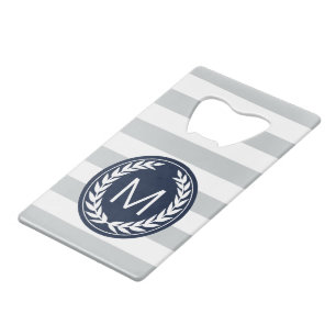 Rayure grise et blanche avec le monogramme de
