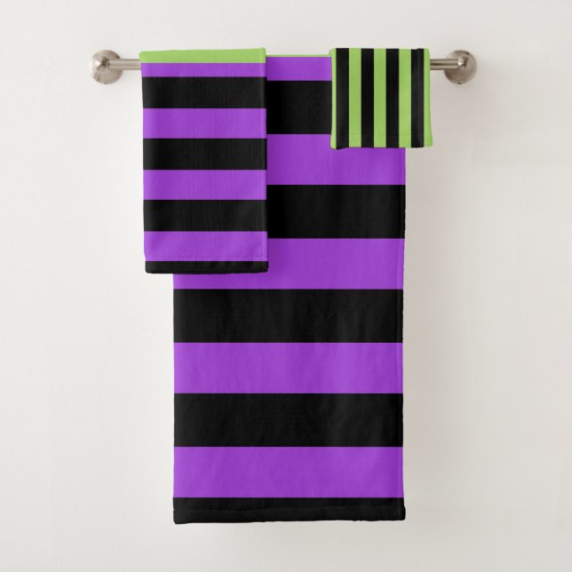 Rayure Halloween Vert Violet & Noir  (En situation)