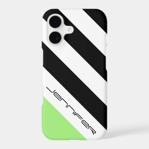 Rayure noire, blanche et néon vert avec nom person