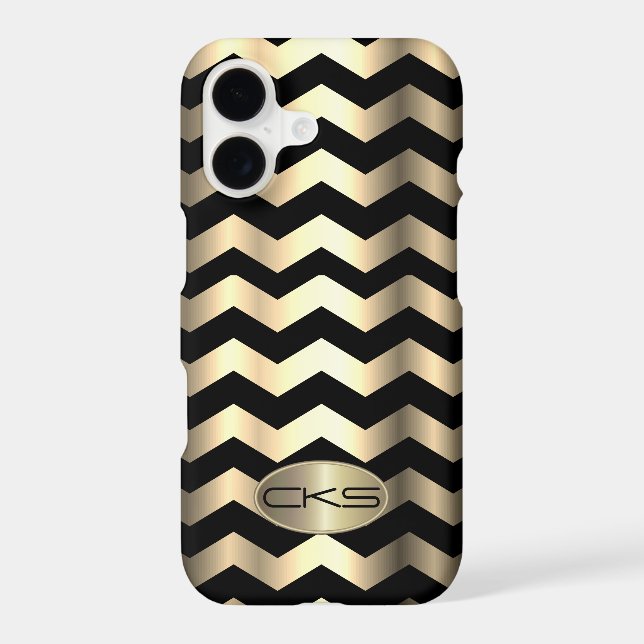 Rayures Abstraites Noir & Or | Monogramme  (Verso)