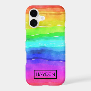 Rayures arc-en-ciel personnalisées aquarelle