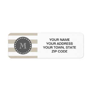 Rayures blanches beiges motif, monogramme de