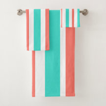 Rayures blanches et corail turquoise