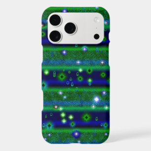 Rayures Bleu Vert avec Étoiles et Gouttes de Pluie