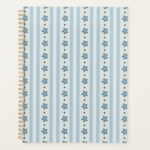 Rayures Bleues Clair Et Fleurs