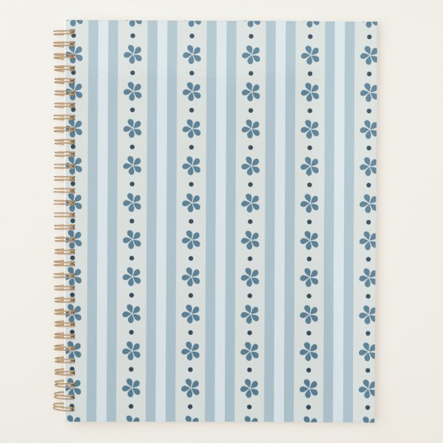 Rayures Bleues Clair Et Fleurs (Devant)