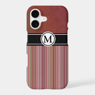 Rayures bourgogne et monogramme bande noire