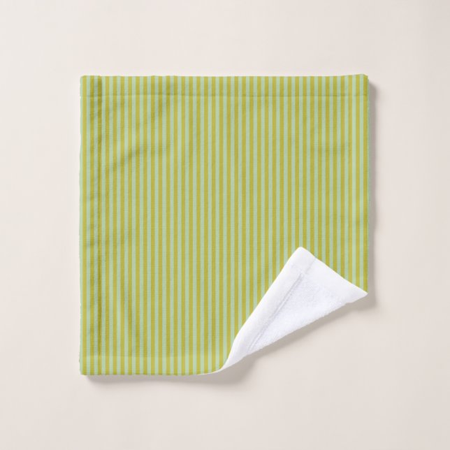 Rayures Chartreuse et Vert Pistache  (Gant de toilette)
