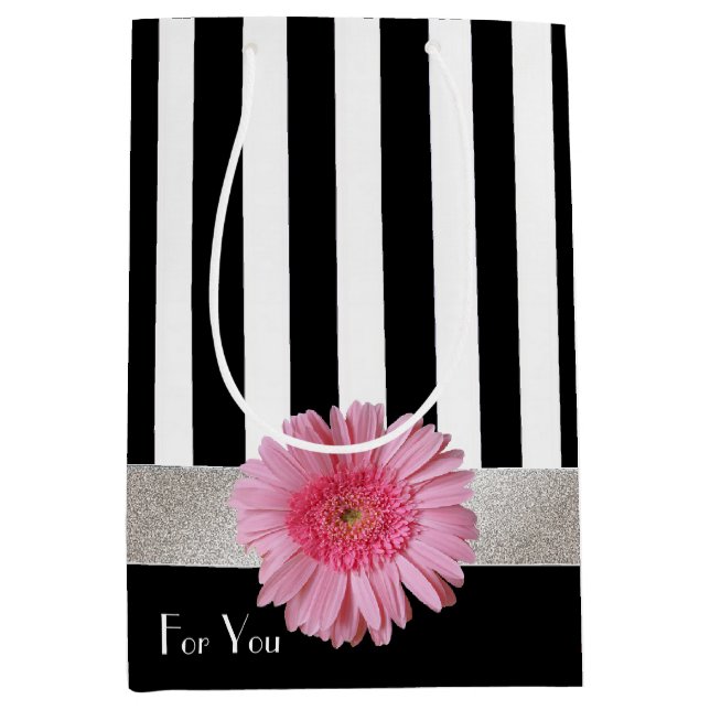 Rayures chics et sac de cadeau de marguerite de (Devant)