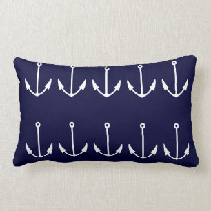 Rayures d'Ancre BLANCHES sur le COUSSIN de BLEU