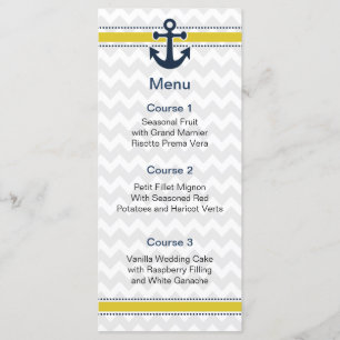 rayures de chevron, ancre, cartes de menu nautique