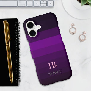 Rayures de couleur dégradé violet avec monogramme