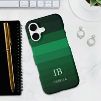 Rayures de couleur dégradée en jade avec monogramm