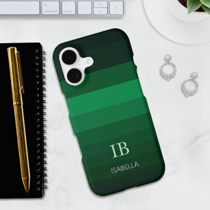 Rayures de couleur dégradée en jade avec monogramm