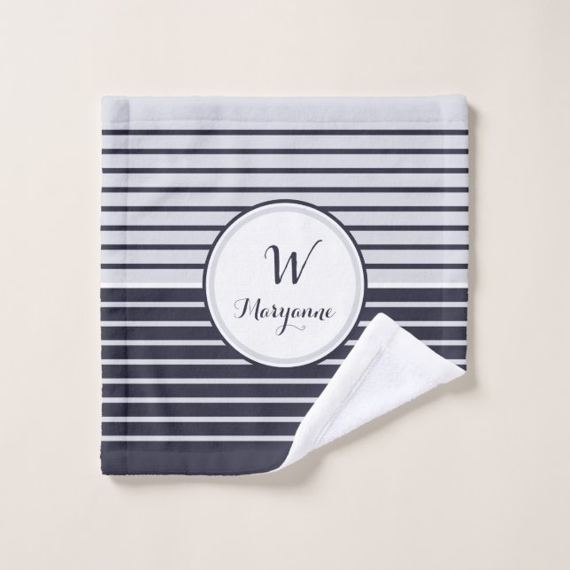Rayures de monogrammes de la marine (Gant de toilette)