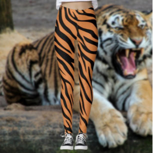 Rayures de Tigre Leggings Orange – Imprimé Animal 