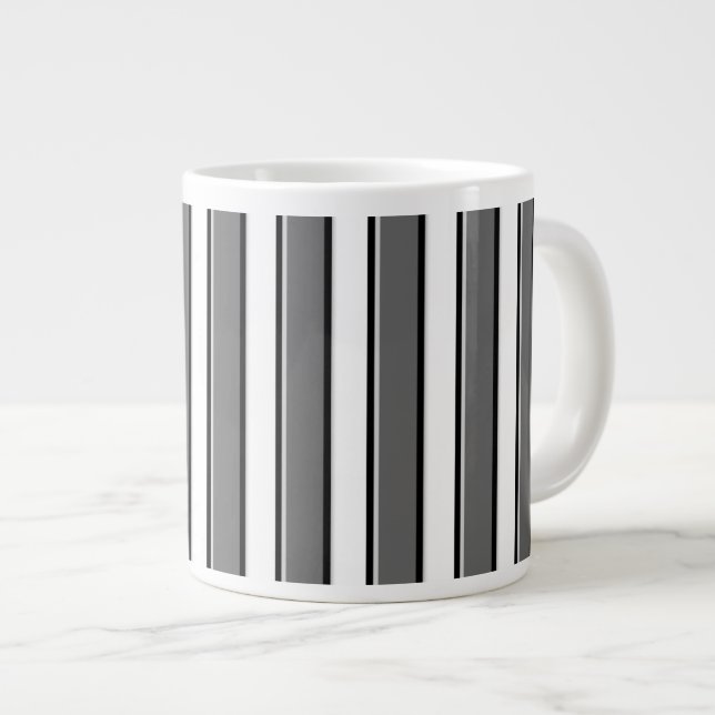 Rayures grises sur mug à café blanc (Devant droit)