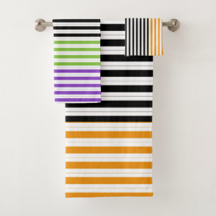 Rayures Halloween Violet Vert Noir Orange