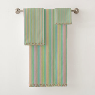 Rayures Modernes Vert Turquoise Pêche Or