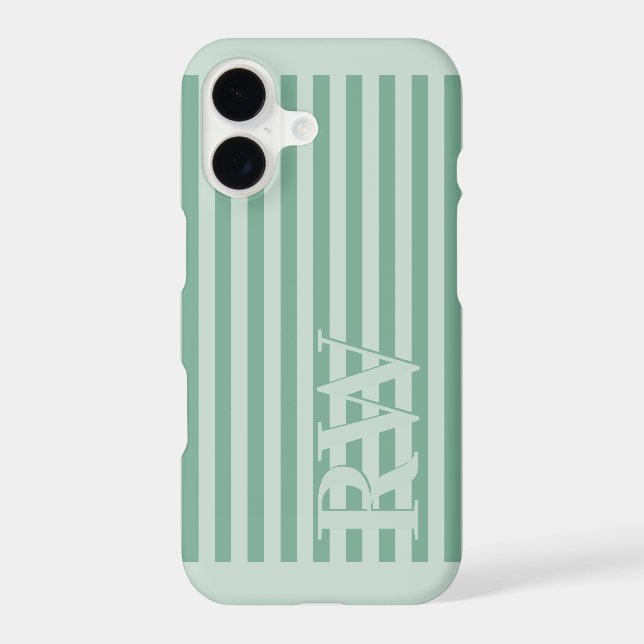 Rayures Monogramme Vert Sauge (Verso)