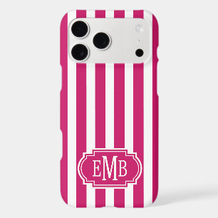 Rayures monogrammes framboise et blanc