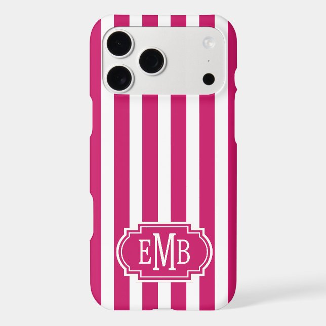 Rayures monogrammes framboise et blanc (Verso)