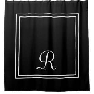 Rayures noir et blanc Monogramme Douche rideau