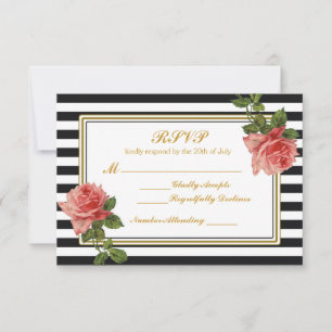 Rayures noires et blanches Vintage Rose rose RSVP
