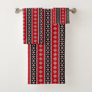 Rayures noires et rouges et diamants