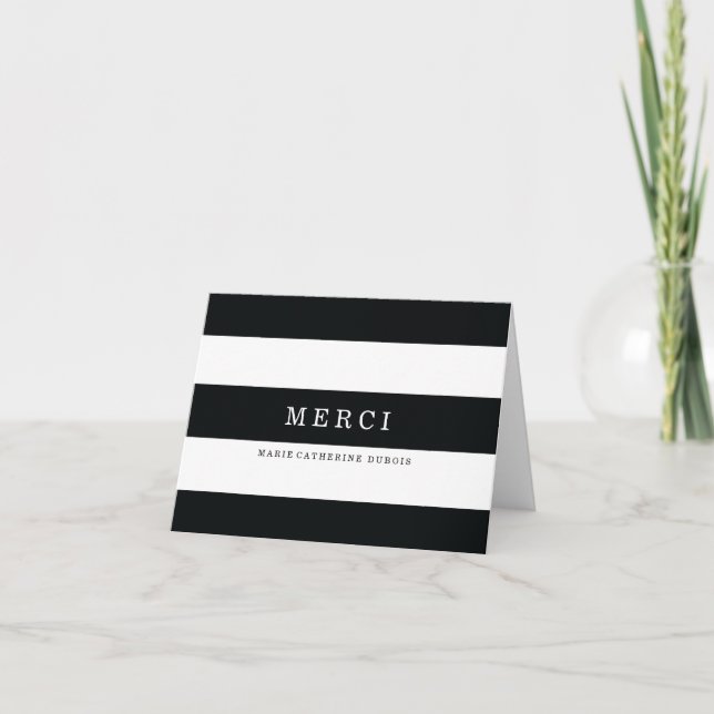 Rayures Noires Modernes Merci Cartes Thank You Card (Front)
