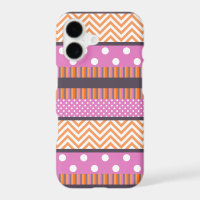 Rayures orange et rose pois chevron motif