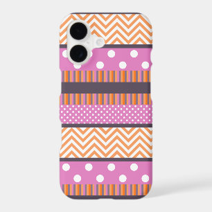 Rayures orange et rose pois chevron motif