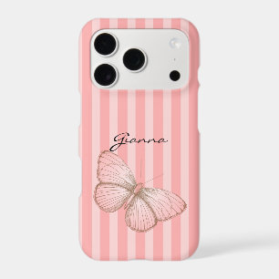 Rayures roses avec papillon
